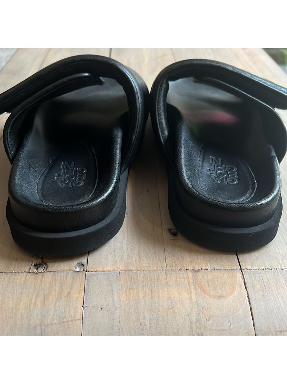 Gia Borghini Black Padded Leather Platform Slides Mules Size 36.5, US 6 - Picture 8 of 12
